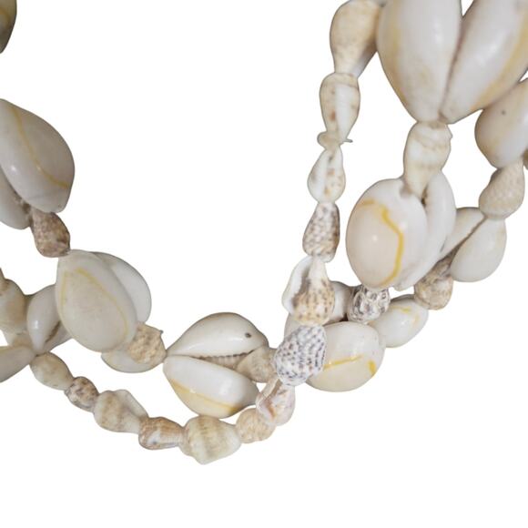Hawaiian Cowrie Sea Shell Necklace 16" Boho Clapless Long Beachy 90s Conch 3pc - Picture 5 of 12